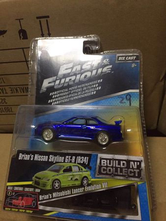 1/55 Fast and Furious Cars  Brian's Nissan GTR R34   Simulation Metal Diecast Model Cars Kids Toys