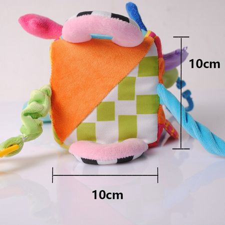 Plush Colorful Cube Baby Rattle Toys Hanging Stroller Crib Baby Toys Cartoon Bed Bell Graphic Cognition Early Educational Toys