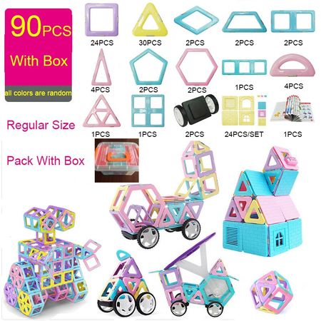 151pcs/90pc Pink block Magnetic Designer Construction Set Model & Building Toy Plastic Magnetic Blocks Educational Toys For kids