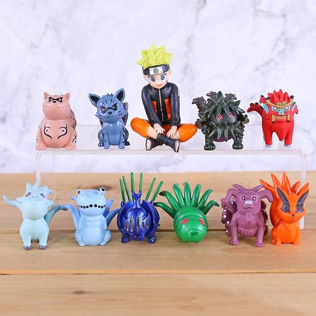 NARUTO Child Uzumaki Naruto and Bijuu PVC PVC Figure Model Toys Gifts for Children 11 Pcs/set