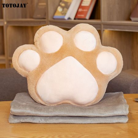 INS NEW Paw Pillow with Blanket Animal Seat Cushion Stuffed Plush Sofa Indoor Floor Home Chair Decor Winter Children Girls Gift