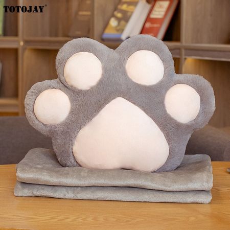 INS NEW Paw Pillow with Blanket Animal Seat Cushion Stuffed Plush Sofa Indoor Floor Home Chair Decor Winter Children Girls Gift