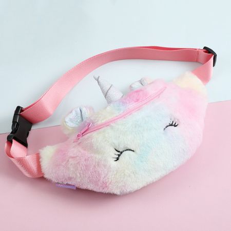 Cute Cartoon Plush Unicorn Waist Bag Kids Fanny Pack Girls Bumbag Belt Bag Keys Coin Purse Lovely Princess Travel Chest Bag