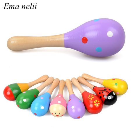 12cm Colorful Wooden Sand Ball Sound Toy Baby Toddler Educational Musical Instrument Rattle Shaker Party Toys for Children Gift