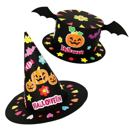 2Pcs Halloween DIY Hat Handmade Toys For Kids Children Cartoon Party Decoration Hats Paper Cap Crown Crafts Toy Christmas Supply