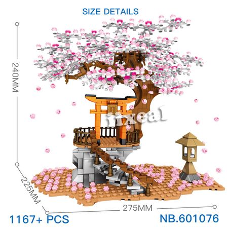 Girl Toys Fit Lego Friend Mid-level Cherry Blossoms Sembo Building Blocks Japanese City Sreet View Figure Bricks SEMBO BLOCK