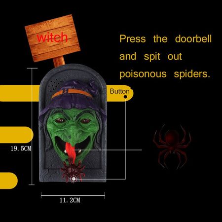 Halloween Toy Witch Doorbell Light Up Eyeball Skeleton Vampire Joke terror Thriller Scary Sounds for Party Gift Plastic