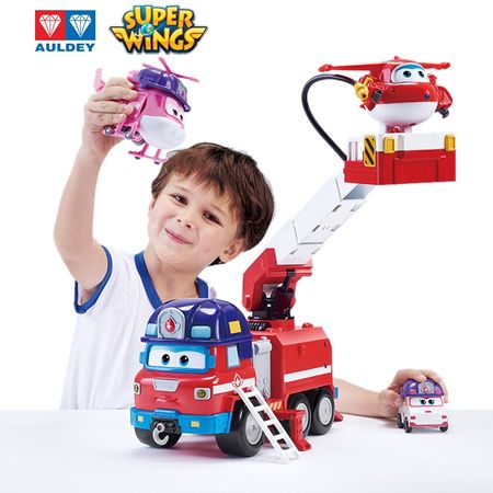 AULDEY Super Wings SPARKY Deluxe Fire Truck Set Deformation Action Figure Children Toy Gifts Fire Engine with Sound Music Light