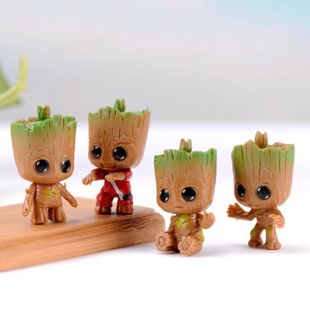 4pcs/set Marvel Guardians of The Galaxy Avengers Tiny Cute Baby Tree Man Model Figure Toys 5cm