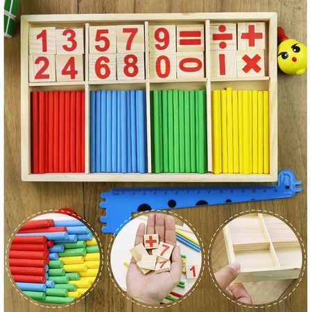 Baby Educational Toys for Children Wooden Counting Sticks Math Toy Kids Montessori Mathematical Thinking Training Wood Box Game