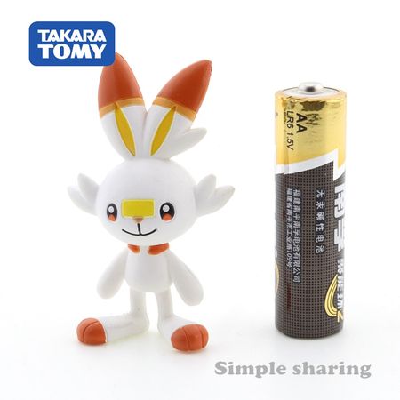 Takara Tomy  Tomica Pokemon Pocket Monsters Moncolle Ex MS-04 Scorbunny (Hibany) 3-5cm Mini Resin Anime Figure Toys For Children
