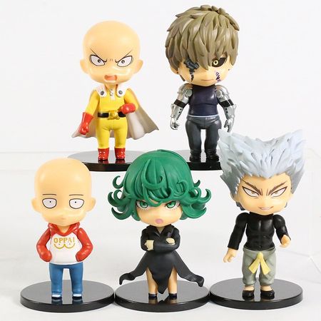 5pcs/set One Punch Man Saitama Genos Tatsumaki Garou Q Version PVC Figures Toys Dolls Gift