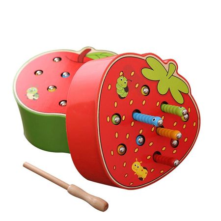 Wooden Magnetic Catching Insects Desktop Game Fruit style Color/ Shape Cognitive toy Baby Learning Educational Toys for Children