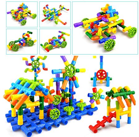 DIY Toys Pipe Building Blocks Duploed Construction Enlighten Brick Toy Educational Pipeline Tunnel Toys for Children Kids Gift