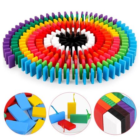 120/240/360pcs Children Color Sort Rainbow Wood Domino Blocks Kits Early Bright Dominoes Games Educational Toys For Kid Gift