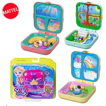 Original Mattel Polly Pocket Doll Hidden World Mini Scene Girls Home Toys for Children Mermaid Kids Toy Nesting Reborn Dolls