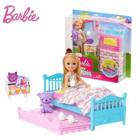 Original Barbie Chelsea Doll Good Night Baby Bed Time Toy Lovely Rainbow Dream Girls Toys for Children Birthday Dolls Bonecas