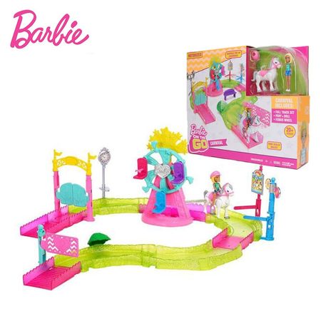 Original Barbie Doll White Horse Princess Carnival Fireworks Mini Race Track House Family Baby Girls Toys for Children Birthday