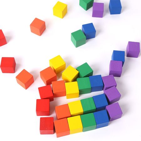 20pcs/lot 2X2CM Colorful Cubes Wooden Building Blocks Stacking Up Square Wood Toy Baby Shape Color Learning Toys for Children