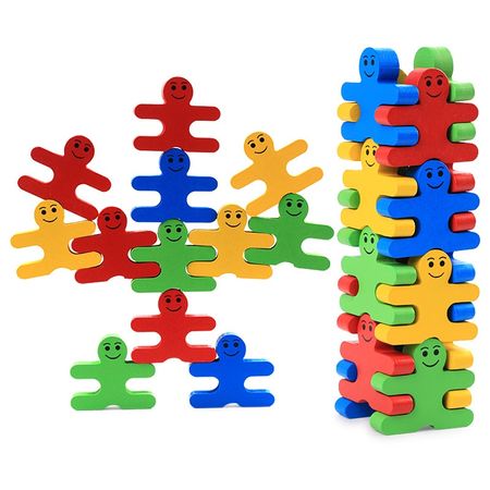 Cartoon Balance Villain Novelty Wooden Building Blocks Toys for Children Color Learning Kindergarten Baby Early Educational Toy
