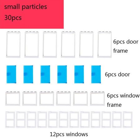 30pcs Small Building Blocks Doors Windows Small Bricks Bulk MOC Parts DIY Educational Creator Compatible All Brands Toys for kid