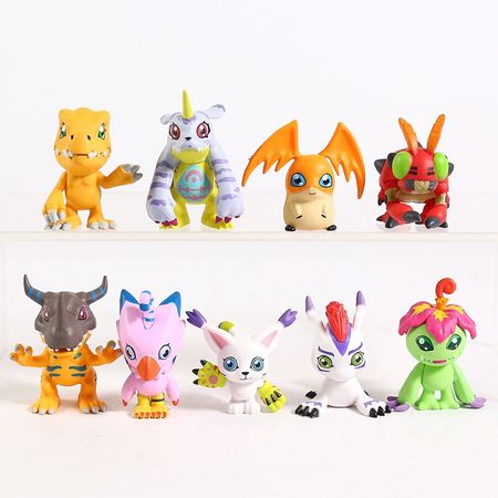 9pcs/set Digimon Adventure Figures Piyomon Palmon Tentomon Greymon Agumon Gabumon Patamon Tailmon Gomamon PVC Model Toy