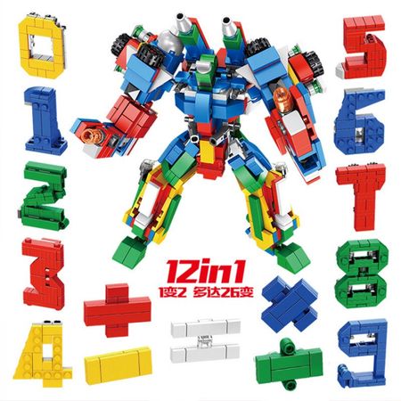 570PCS 12in1 Transformation Robot Building Blocks Set Number Model  Robot Bricks Educational Toys Mini Bricks Toys Gift for kids
