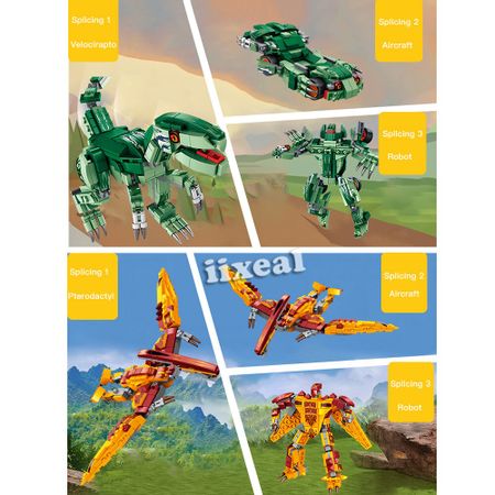 Fit Lego Jurassic Dinosaur Building Blocks City DIY Tyrannosaurus World Rex Velociraptor Park 3 IN 1 Model Bricks Children Toys