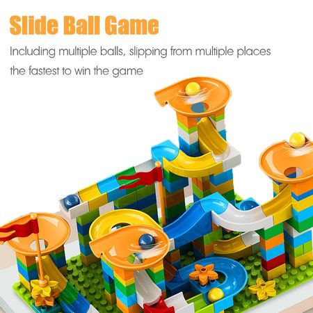 Big Size Assembly Blocks Marble Race Run Maze Ball Compatible Duploed Building Blocks Funnel Slide Toys For Children Kid Gifts