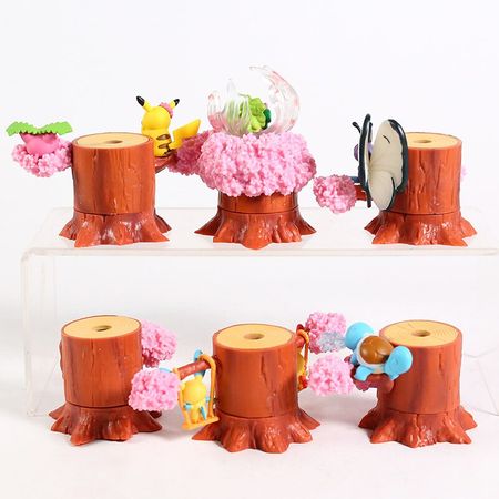 8pcs/set Shaymin Torchic Plusle Minun Squirtle Anime Figure in Forest Tree House Forest Action Figure Collection Model Toys