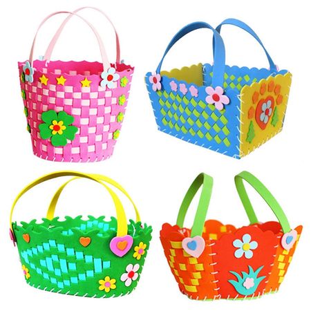 1Pc Children DIY Handmade EVA Woven Flower Basket Kindergarten Material Bag Toy for Girls Boys Art Crafts Early Learning Toys