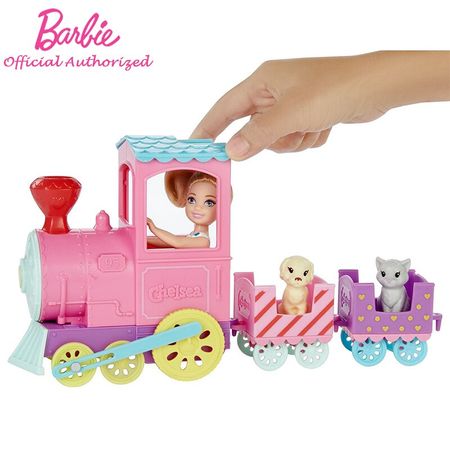 Barbie  Doll Toys Family Chelsea Choo-Choo Train With Doll Colorful Accessories Girl Kids Toy Playset FRL86 For Birthday