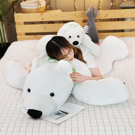 60/75/100CM Giant Polar Bear Plush Toy Soft Cartoon Animal Cute Teddy Bear Stuffed Doll Long Pillow Cushion Kids Christmas Gift