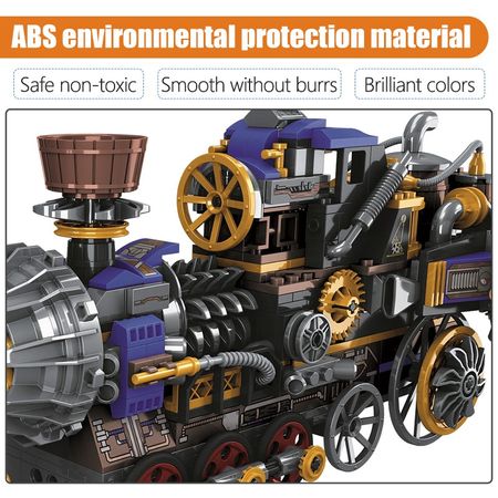 543pcs City Creator the Age of Steam Trains Building Blocks Sets Military Figures DIY Bricks Toys for Children Gifts