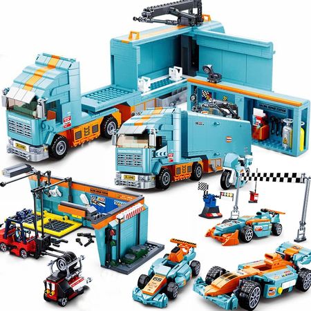 F1 compatible race car speed racer repair building block set bricks Racing venues motorcycle game Fit Lego