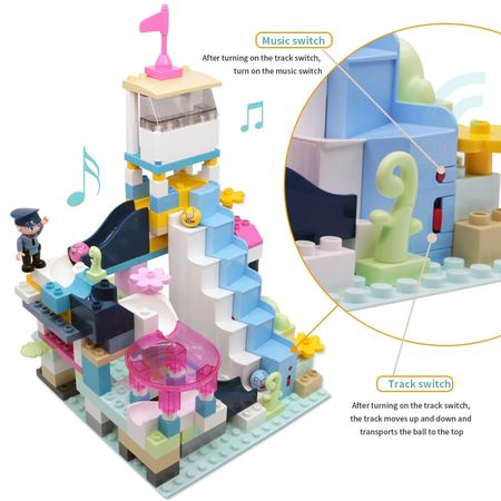 Marble Race Run Blocks Duploed Big Size Building Blocks With Music Function Funnel Slide Blocks Bricks Toys For Children