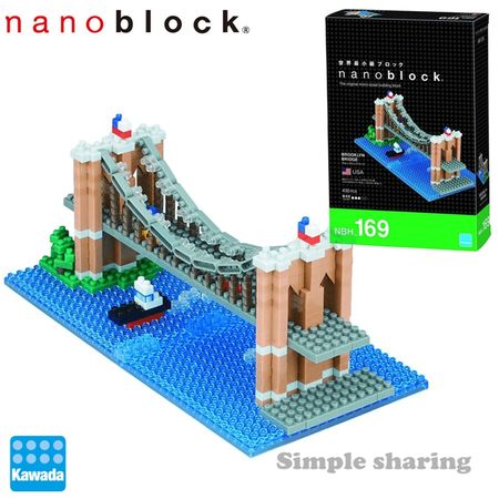 Nanoblock Brooklyn Bridge USA NBH 169 Kawada Brand 430 Pcs Building Blocks Model Build  Educational Children Toys