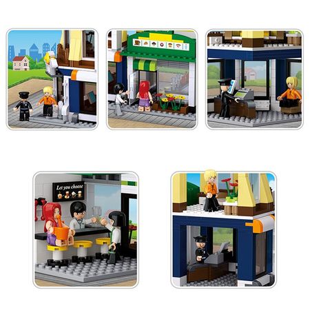 Coffee shop Hotel Bricks Toys Sim City Street view Forge Big World Building Blocks Kids Set Model Gifts Compatible Friends