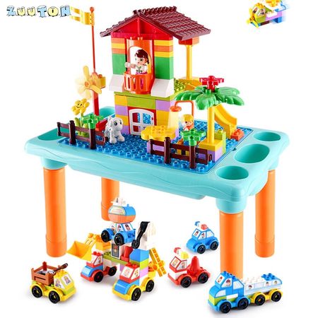 Kids Activity Table Building Blocks Compatible LegoING with Multifunctional Table DIY Bricks Toys for Boy Girl Children Gifts