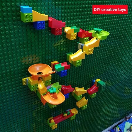 Creative Building Blocks Wall Base Plates Marble Race Run Construction Toy Compatible Legoing Duploed Blocks Toys For Kids