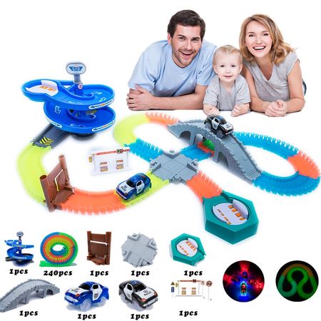 Racing Track Set Race Track with Car Assembly Flexible Glowing Tracks Vehicle Toys Children Kids Gifts