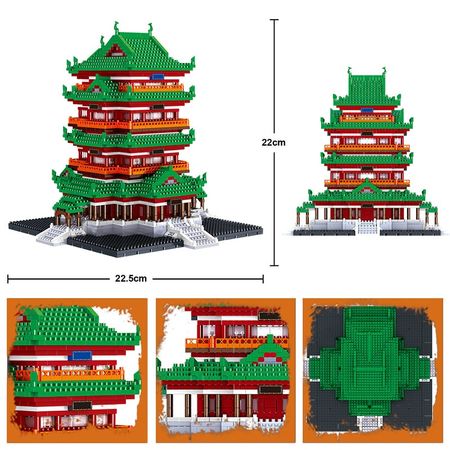 City Creator Diamond Micro Architecture Tengwang pavilion Yueyang Tower Building Blocks Educational Mini Bricks Toy for kids
