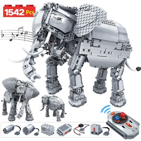 ERBO 1542pcs Creative Electric Remote Control Machinery Building Blocks Technic RC Elephant Animal Bricks Toys for Children