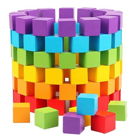 100pcs/lot 3CM Arithmetic Wooden Cubes Stacking Building Blocks Toy Baby Color and Geometric Shape Educational Toys for Children