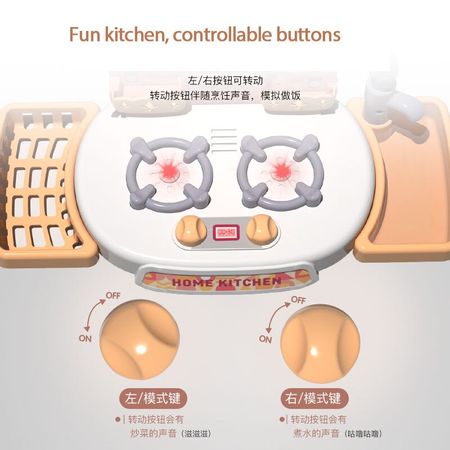 Kids Kitchen Toys Simulation Electric Cooking Educational Toys Music Kitchen Food Pretend Play Cutting Role Playing Girls Toys