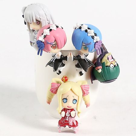 5pcs Re: Life in a Different World From Zero Emilia Rem Ram Keychain Pendant PVC Collection Model Action Figure boy girl Toys