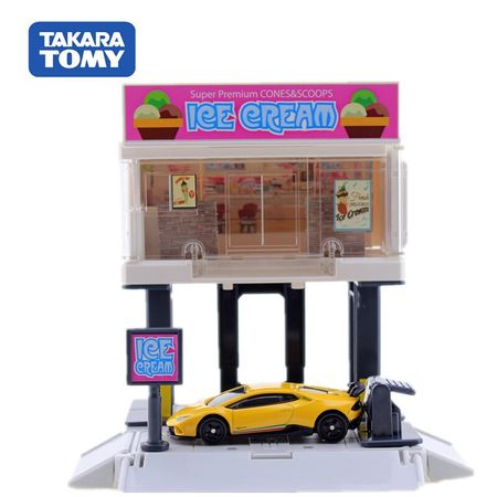Takara Tomy Tomica Town Build City Series Restaurant Model Hot Ice Cream Shop Baby Toys Miniature Educational Kids Bauble