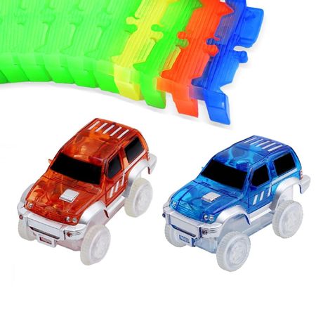 KACUU Track Glowing Race Track DIY Universal Accessories Ramp Turn Road Bridge Crossroads Toys For Children
