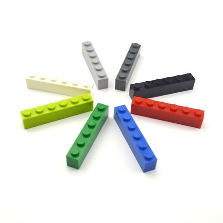 DIY Bulk Building Blocks 1*6 Dots 40pcs Thick bricks multiple color Educational Creative Part classic sets Compatible All Brands