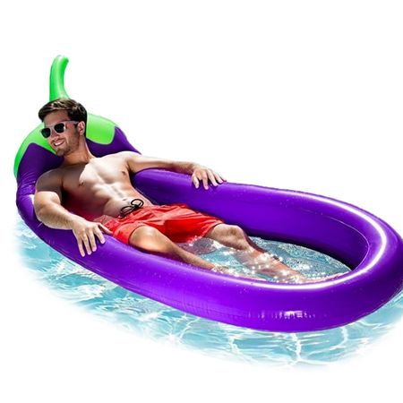 Big Size Giant Eggplant Inflatable Floating bed Ride-ons Pool Rafts Adults Children Summer Water Fun Toys
